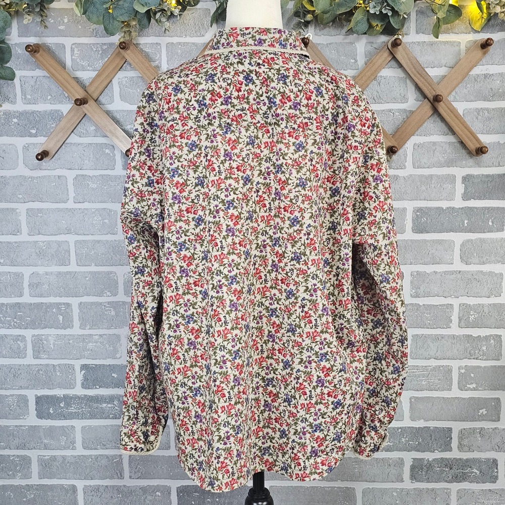 Lauren Ralph Lauren 2X Floral Button Front Blouse Cotton Lace Trim Plus Size - Picture 5 of 6
